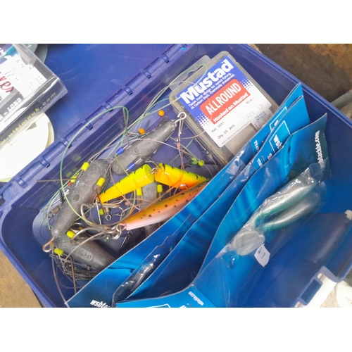 49 - Fishing tackle : various boxes of line, floats, weights lures etc.