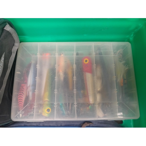 49 - Fishing tackle : various boxes of line, floats, weights lures etc.