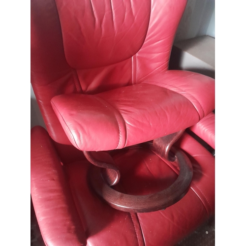 56 - Ekorness Stressless leather chair with footstool