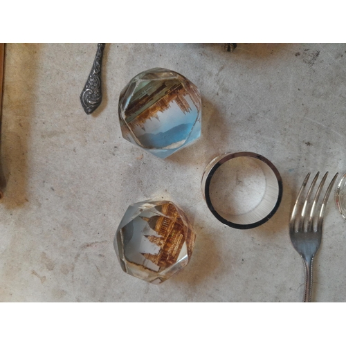 108 - Silver plated and copperware, Rubiks cube, Edwardian paperweights etc.