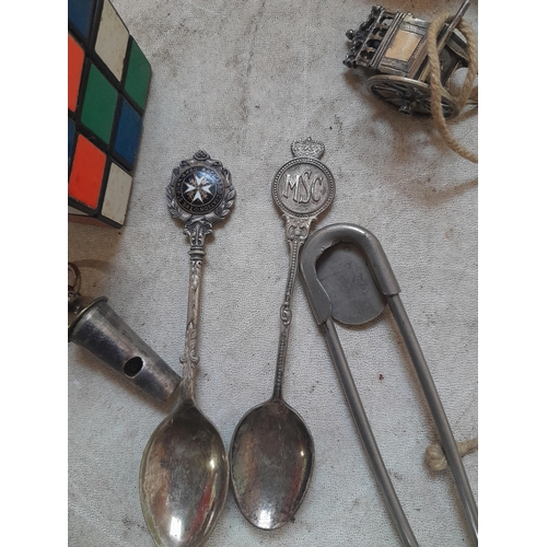 108 - Silver plated and copperware, Rubiks cube, Edwardian paperweights etc.