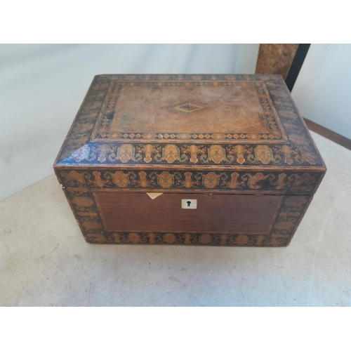 124 - Victorian straw-work work box , need some attention