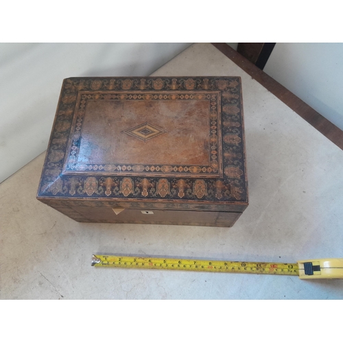 124 - Victorian straw-work work box , need some attention