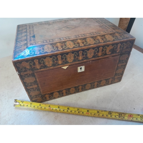 124 - Victorian straw-work work box , need some attention