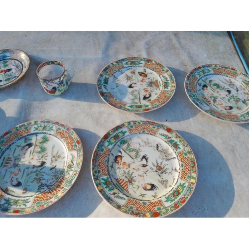 147 - Early 20th century Chinese tea set, note some scuffing on side plates