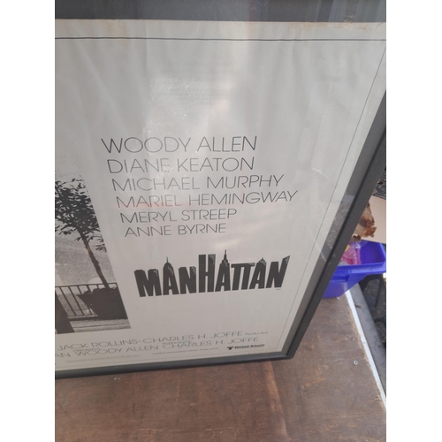 181 - Woody Allen paper movie posters, 2 x nicely framed : Broadway Danny Rose, & Manhattan and one on the... 