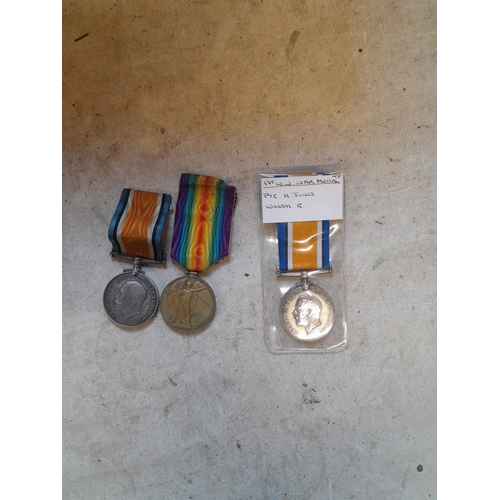 196 - World War I medals : War Medal awarded to 50226 Private H Jones Welsh Regiment & War Medal and Allie... 