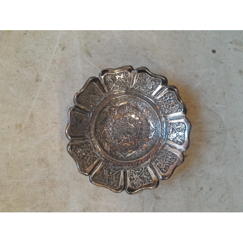 345 - Indian silver repousse work dish