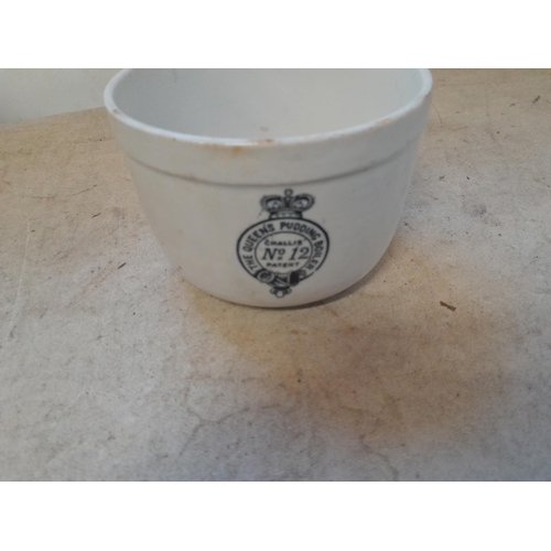 360 - Early 20th century Queens Pudding bowl and 2 x pottery lids