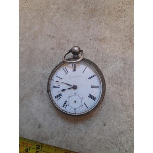 368 - Silver cased pocket watch for repair