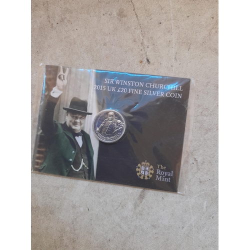 374 - Sir Winston Churchill 2015 £20 Fine Silver coin (.999), sealed