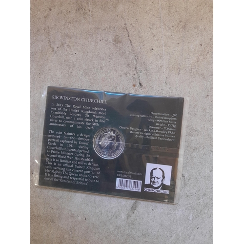 374 - Sir Winston Churchill 2015 £20 Fine Silver coin (.999), sealed