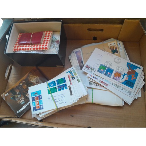 45 - Box of stamps of the world, kiloware, stock book , printed sheets, mint and used , First Day Covers,... 