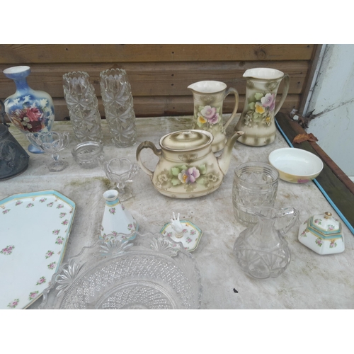 52 - Decorative china and glassware : Noritake, some with damages, pressed table glassware etc.