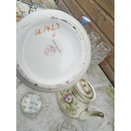 52 - Decorative china and glassware : Noritake, some with damages, pressed table glassware etc.