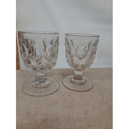 53 - Pair of late 19th century pressed faceted  glass tumblers with cut pontil base