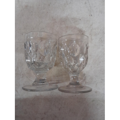 53 - Pair of late 19th century pressed faceted  glass tumblers with cut pontil base