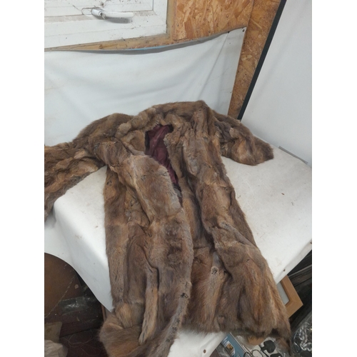 55 - Vintage ladies mink fur coat with silk liner and vintage green gown