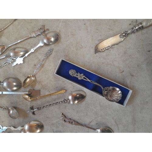 58 - Lower grade, silver plate and other souvenir spoons