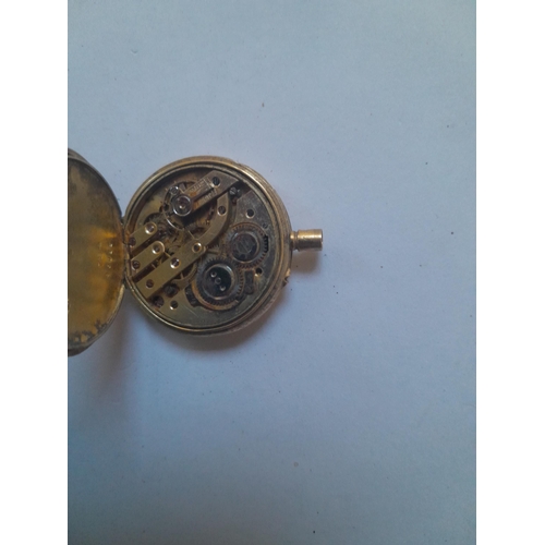 86 - Early 20th century engraved fob watch for spares, with 18 ct gold back