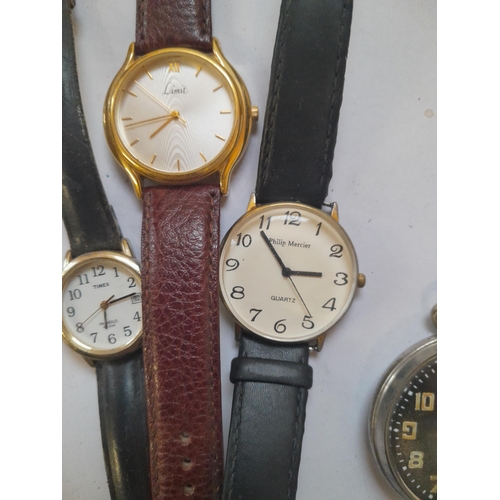 90 - Assorted vintage and modern wristwatches & pocket watch with plated case  : Timex , Lorus etc.