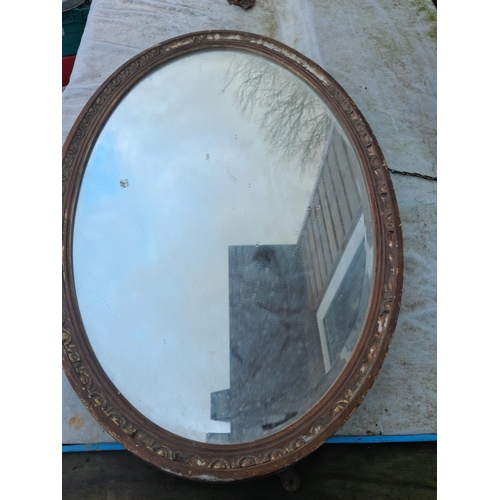 189 - 2 x oval  Edwardian gilt gesso wall mirrors and modern plastic rectangular frame mirror