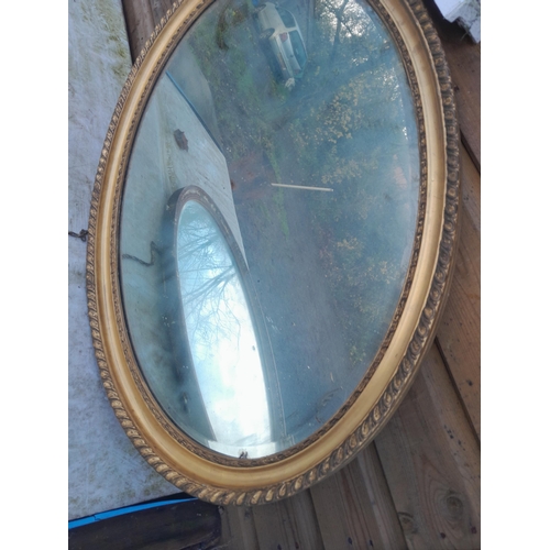 189 - 2 x oval  Edwardian gilt gesso wall mirrors and modern plastic rectangular frame mirror