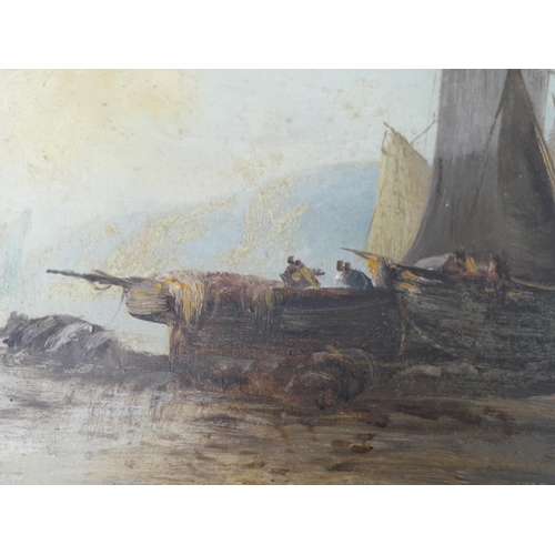 190 - Late 19th / early 20th century oil on canvas English School Marine scene with heavy impasto, needs a... 