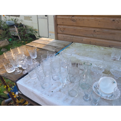 198 - Large array of Edwardian and later cut glass ware, mainly drinking vessels