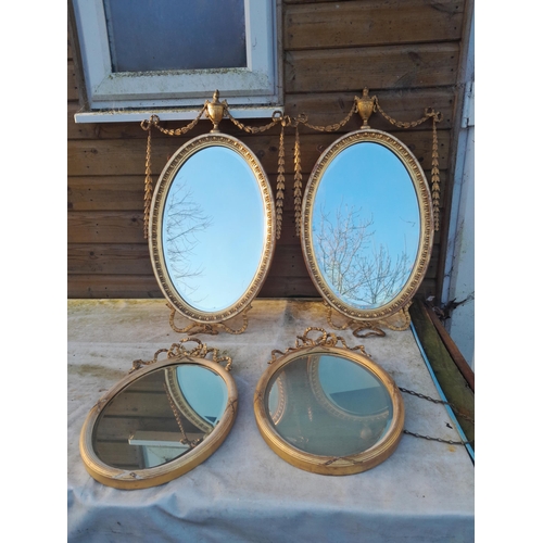 200 - 2 x pairs of Edwardian gilt gesso mirrors