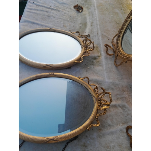 200 - 2 x pairs of Edwardian gilt gesso mirrors