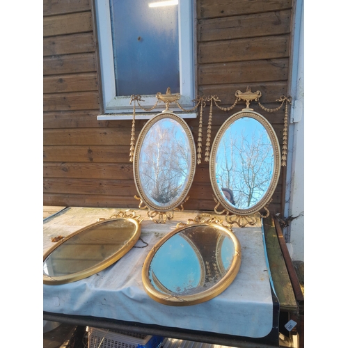 201 - 2 x pairs of Edwardian gilt gesso mirrors