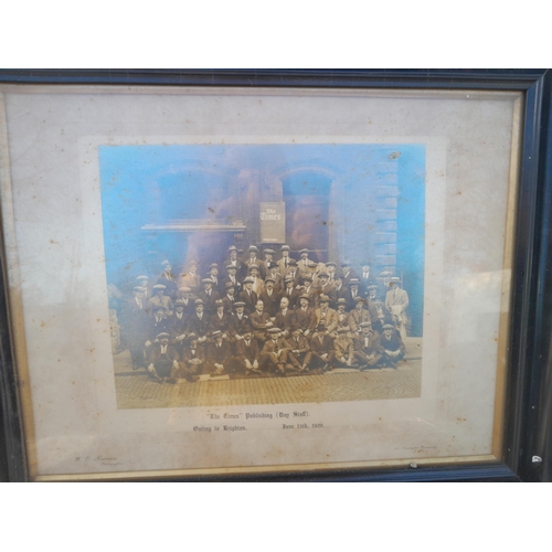 204 - Pair of black and white framed and glazed photographs : The Times Publishing Day Staff 1920 Outing t... 