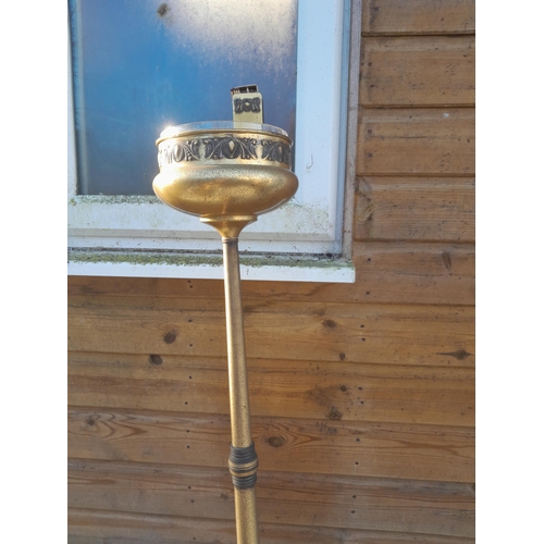 206 - Early 20th century smokers friend and vintage brass top Indian table with crew in legs