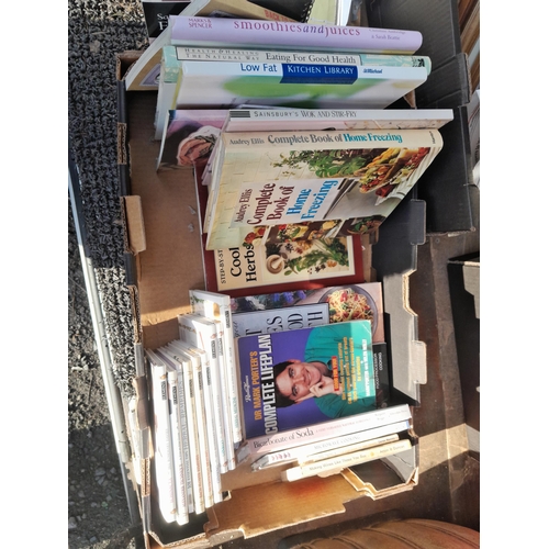 210 - Boxes of books, cookery and fiction etc. multiple photos