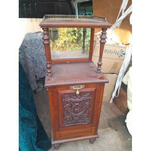 220 - Edwardian carved mahogany free standing perdonium coal box