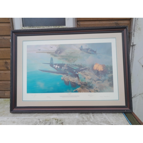 257 - Aviation interest Ltd Edition Print countersigned by the artist and notable pilots  : Hellcat Fury b... 