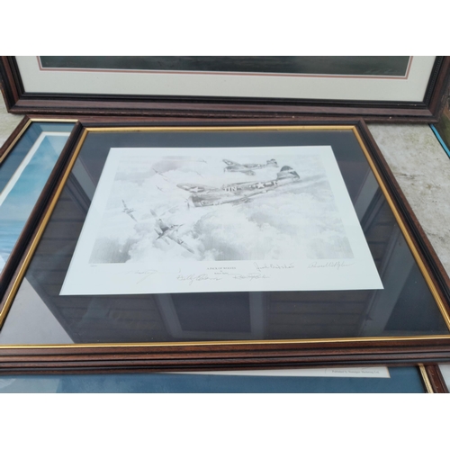 261 - Aviation interest Ltd Edition Print countersigned by the artist and notable pilots  , note fade on o... 