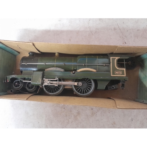 291 - Boxed 0 gauge clockwork Hornby Meccano Caerphilly Castle 4073 locomotive with No 2 Special Tender