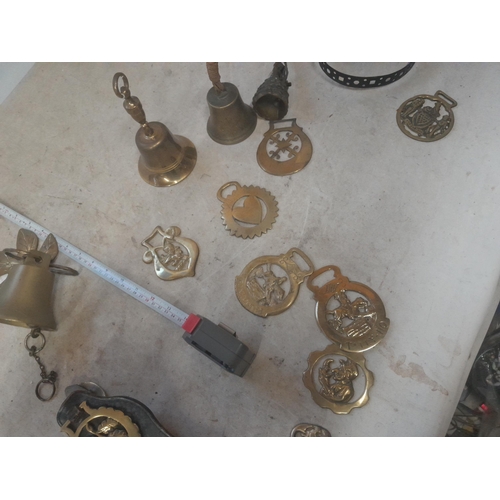 441 - various horse brasses and brass bells