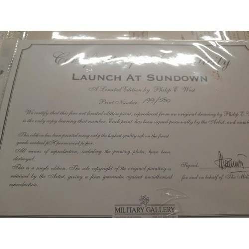 259 - Aviation interest Ltd Edition Print countersigned by the artist : Launch at Sundown by P E West with... 