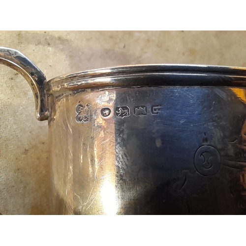 455 - Solid silver two handle sugar bowl with engraved cartouche Exeter 1858  Josiah Williams & Co 162 g