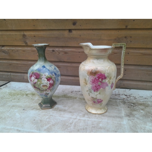 528 - Edwardian washbowl jug and vase