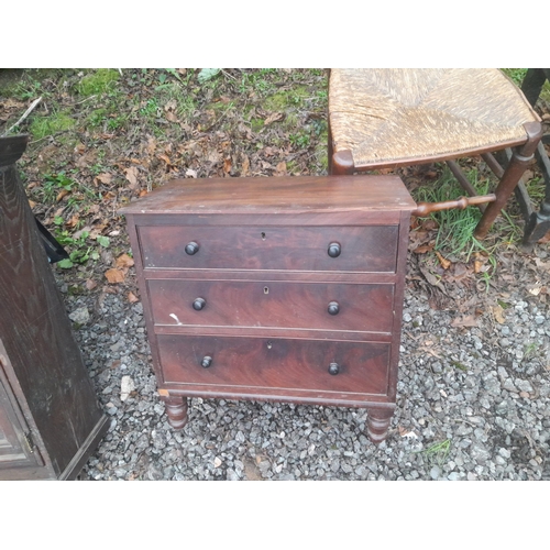 551 - 19th century mahogany table top possible apprentice piece chest of drawers