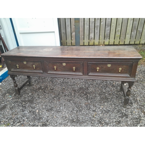 558 - Late 19th / early 20th century oak three drawer dresser in the Georgian manner with restoration 200 ... 