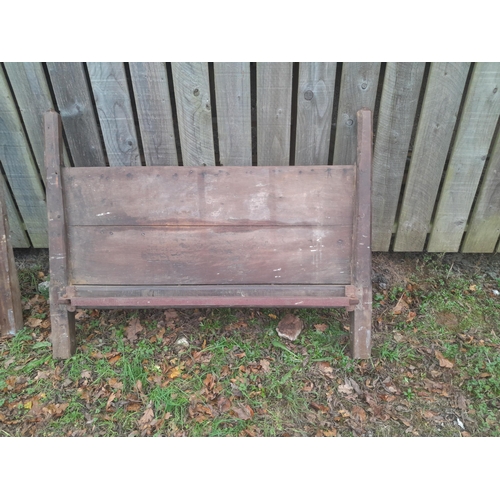 561 - Antique oak bed ends suitable for repurposing 1 x 136 cms & 1 x 88 cms and cheval mirror for repair