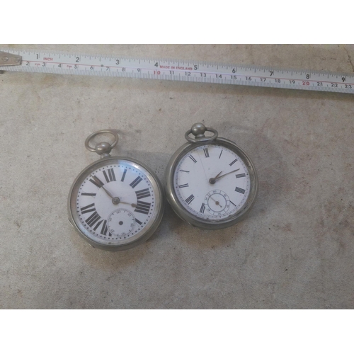 749 - 2 x silver plated pocket watches for spares / repair