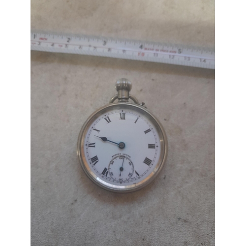 750 - Silver plated pocket watch working but needs minute hand The Sphynx