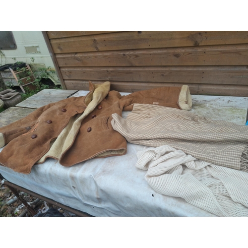 761 - Assorted vintage clothes in various condition from 1960s and 1970s  : patched up sheepskin, French C... 