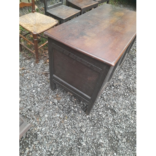 552A - 19th century oak panel coffer 62 cms x 73 cms x 118 cms   and bentwood chair